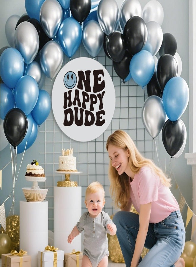 Dvehdbay One Happy Dude Birthday Decorations Blue - 1st Happy Birthday Decals for Backdrop, One Happy Dude Letter Decals Peel and Stick, First Birthday Stickers for Party Favors, Baby Shower Decor (Blue) - Image 3